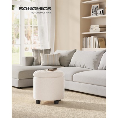 Round Velvet Ottoman with Storage - 17.7" Foot Rest Stool with Legs, 330 lb Capacity, for Living Room/Bedroom