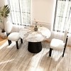 43" Modern Round Pedestal Dining Table with Faux Marble Top & Black Solid Wood Base, Small Kitchen Table for 4 People–The Pop Home - 3 of 4