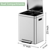 Stainless Steel Trash Can with Dual Compartments, Foot Pedal Recycling Bin Featuring Side Handles for Home Office Kitchen Use - 2 of 4
