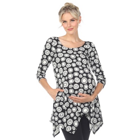 Maternity Printed Tunic Top Black Small -white Mark : Target