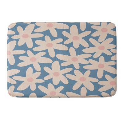 Daisy Time Retro Floral Memory Foam Bath Mat Blue - Deny Designs : Target