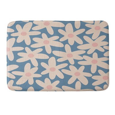 Schatzi Brown Retro Jumbo Daisy Pink Memory Foam Bath Mat White - Deny Designs