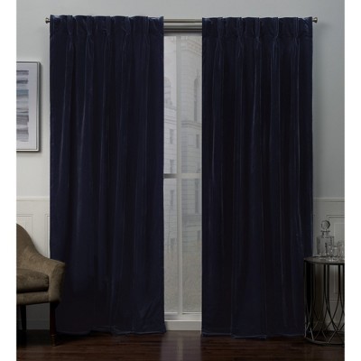 Set Of 2 Velvet Pinch Pleated Light Filtering Window Curtain Panels - Exclusive Home