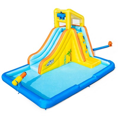 H2OGO! Beachfront Bonanza Kids Inflatable Outdoor Backyard Mega Water Slide Splash Park Toy with Slide, Climbing Wall, Sprayer, and Kiddie Pool