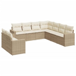 vidaXL Garden Sofa Set Beige PE rattan, powder-coated steel Large - 1 of 4