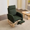 Modern Accent Rocking Recliner Armchair With Wood Legs,Teddy Fabric High Backrest Nursery Rocking Chair With Side Pocket And Leg Rest-Cuddlewood - 2 of 4