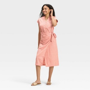 Women's Short Sleeve Wrap Waist Midi Shirtdress - Universal Thread™ - 1 of 3