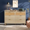 Whizmax 6 Drawer Rattan Dresser, Narrow Wicker Chest of Drawer with Railed Edge, Metal Legs, Gold Handles, Wooden Storage Dresser for Bedroom,Nursery - 2 of 4