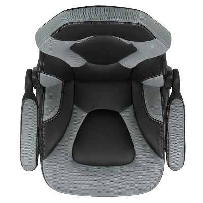 Gray and Black Ergonomic High-Back Gaming Chair with Flip-Up Arms