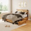 Wood Bed Frame,4 Under Bed Drawers with Smooth Wheels, Bed Frame with Wooden Headboard & Footboard,Noise-Free,No Box Spring Needed,Vintage - 3 of 4