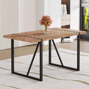 PAGED Dining Table for 4-6 People, Industrial Rectangular Kitchen Table with Metal Legs for Living Room - 1 of 4