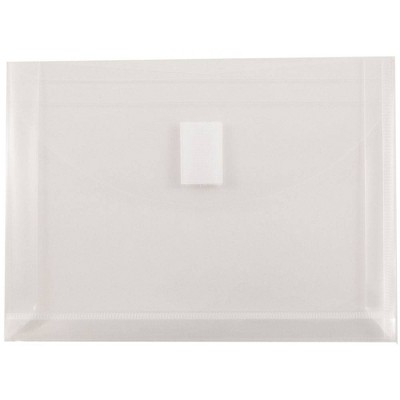 JAM Paper 5 1/2'' x 7 1/2'' 12pk Plastic Envelopes with Hook & Loop Closure, 1" Expansion, Index Booklet - Clear