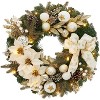 GAOMON 24 Inch Lighted Christmas Wreath with Timer, Pre-Lit Xmas Wreath with 20 Light Flower Bowknot Pine Cones Balls - 2 of 4