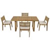 5-Piece Outdoor Patio Acacia Wood Dining Set with Rectangular Table and 4 Cushioned Chairs - 2 of 4