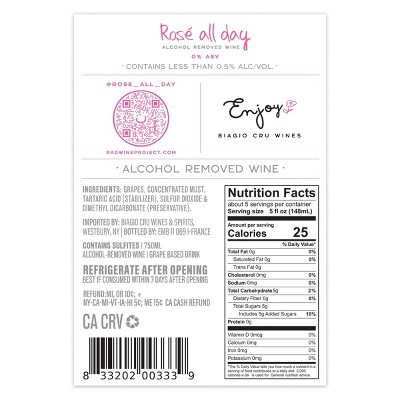 Rose All Day Zero Alcohol - 750ml Bottle
