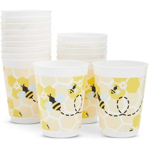 Blue Panda 16 Packs Reusable Plastic Bumble Bee Baby Shower Party Supplies Disposable Cups - 1 of 4
