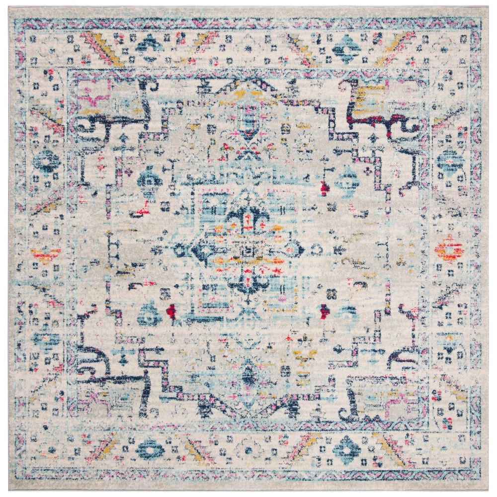 6'7inx6'7in Antonette Area Rug Light Gray/Fuchsia Square - Safavieh