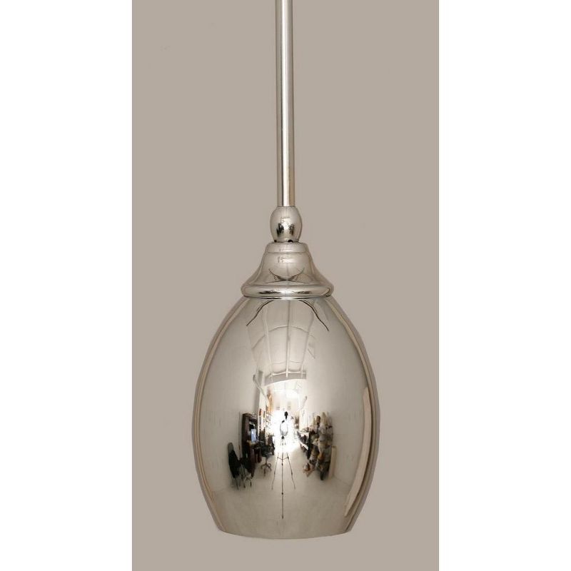Toltec Lighting Any 1 - Light Pendant in  Chrome with 5" Chrome Oval Metal Shade Shade, 1 of 2