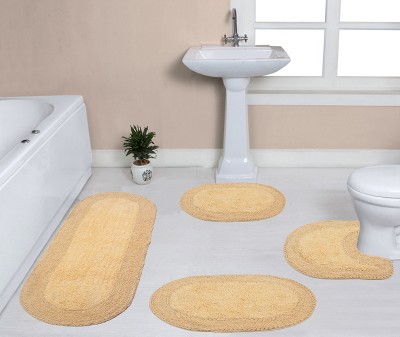 Double Ruffle Collection Cotton Ruffle Pattern Tufted Set of 4 Bath Rug Set - Home Weavers