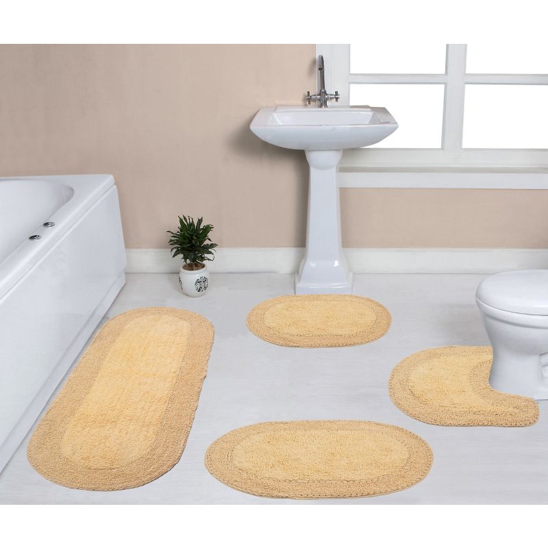 Double Ruffle Collection Cotton Ruffle Pattern Tufted Set of 4 Bath Rug Set - Home Weavers, 1 of 5