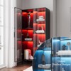 Display Storage Cabinet with LED Lights, Display Case with Glass Doors and Adjustable Shelves, Black - 4 of 4