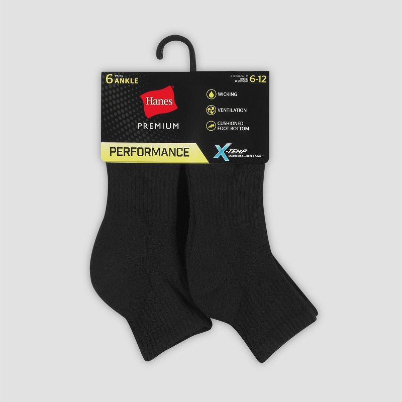 Men's Hanes Premium Performance Cushioned Ankle Socks 6pk - 6-12, 2 of 3
