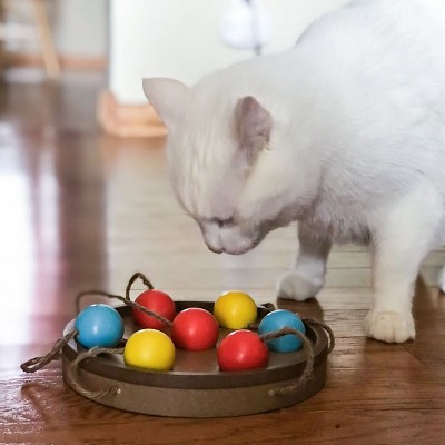 Interactive MDF Treat Dispenser with Colorful Wooden Balls