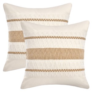 REGALWOVEN Patchwork Fade-Resistant Striped Woven Decorative Throw Pillow Covers 2 Pcs - 1 of 4