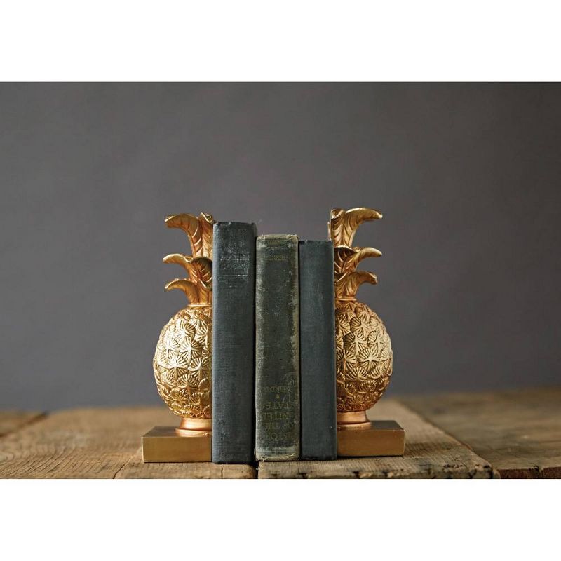 2pc Pineapple Bookend Set Bronze - Storied Home, 4 of 17