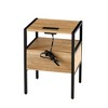 HDZNVF 15.75 inch Rattan Nightstand with Power Outlet and USB Ports, Natural - 4 of 4
