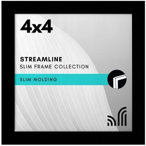 Americanflat 4x4 Picture Frame - Streamline Collection - Thin Border Square Frame for Tabletop and Wall Display - Black - 1 of 4
