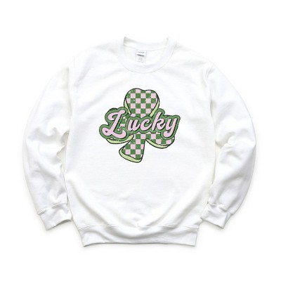 Simply Sage Market Women's Graphic Sweatshirt Lucky Checkered Grunge