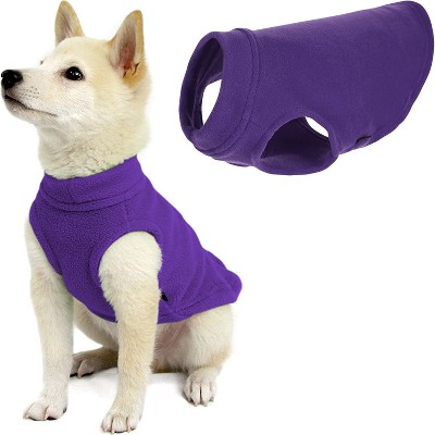 Gooby Stretch Fleece Vest, Pullover Fleece Vest Jacket Sweater for Dogs, Violet, Small Length (8.5")
