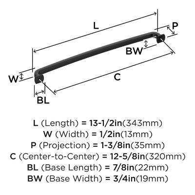 Matte Black 12-5/8" Modern Industrial Bar Pull