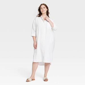 Women's 3/4 Sleeve Midi Shirtdress - Universal Thread™ - 1 of 3