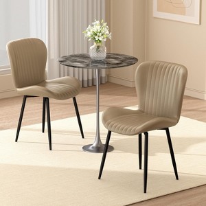 Dining Chairs Set of 2/4, Modern Upholstered Pu Leather Kitchen Side Chairs Comfy Backrest - 1 of 4