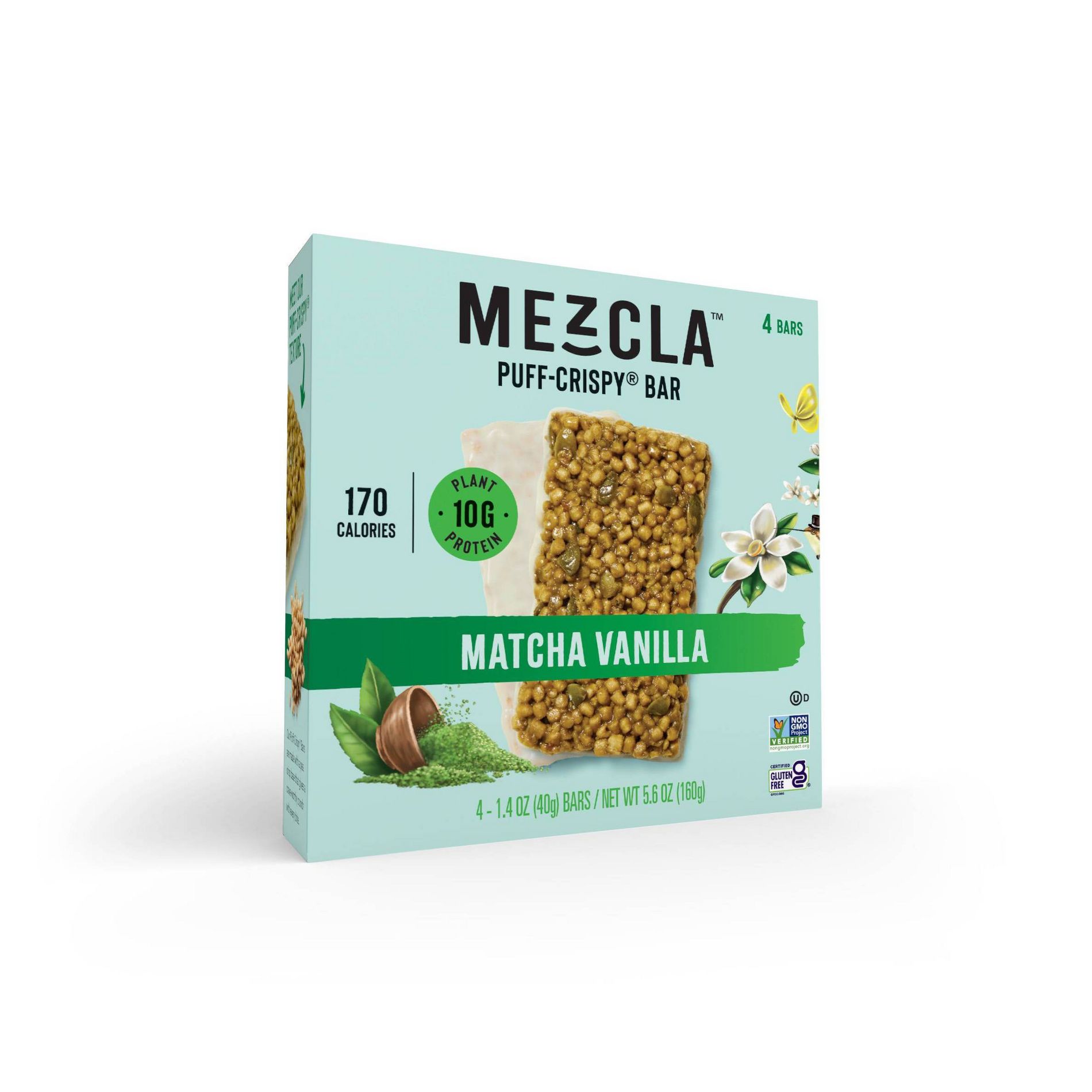 Mezcla Plant Based Japanese Matcha Vanilla Protein Bars - 10g Protein - 5.6oz/4ct