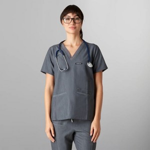 Members Only Palermo V-Neck Scrub Top for Women With Zipper Pocket - 1 of 4