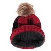 CTM Women's Buffalo Plaid Knit Winter Beanie Hat with Synthetic Pom - 2 of 2