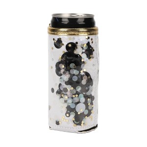 Packed Party Spirit Squad Confetti Skinny Can Cooler, Insulated Metal Can Drink Holder for Tailgate, Pool or Beach (Blackout) - 1 of 4