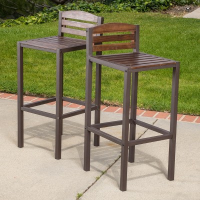 TOAOTBNBOB Modern Barstool Set of 2, Industrial Bar Stools for Outdoor, Comfortable Bar Chair with H-frame Legs, Dark Brown