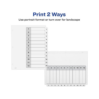 Avery White Heavyweight 12-Tab Customizable Dividers Set