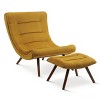 Jupiter 33.5" High Back Wide Upholstered Performance Velvet Lounge Chair Chaise and Ottoman Foot Rest Set-Maison Boucle - 3 of 4