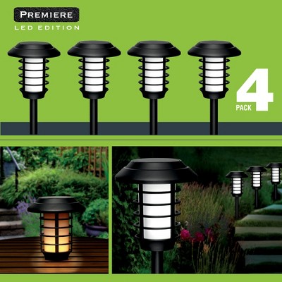 Black Solar Powered LED Pathway Light Set with Flame Mode
