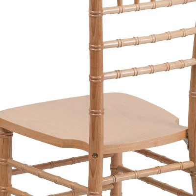 Natural Wood Chiavari Side Chair with Beige Slat Back