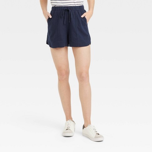 Women's High-Rise Linen Pull-On Shorts - Universal Thread™ Navy Blue XL