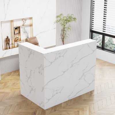 FUFU&GAGA Modern L-Shaped Solid + Manufactured Wood Reception Desk