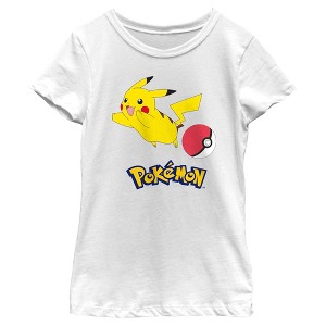 Girl's Pokemon Pikachu and Pokeball T-Shirt - 1 of 4