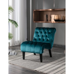 TOAOTBNBO Upholstered Fabric Button Comfortable Armless Chair, Cozy Reclining Accent Chair for Reading Lazy Armless Chair with Soft Cushion - 1 of 4
