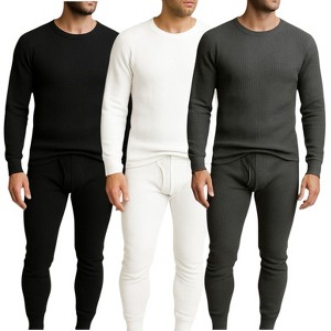 3 Pack Men’s Thermal Underwear Set – Waffle Knit Base Layer Top & Bottom Long Johns - 1 of 4